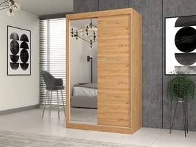 Šatníková skriňa so zrkadlom IGA 120 cm dub artisan