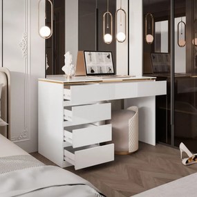 PISACÍ STÔL NESSIE BIELY LESK + ZLATÝ 120 cm