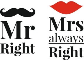 lovel.sk Nálepka na stenu Home - nápis - Mr Right & Mrs always Right N047