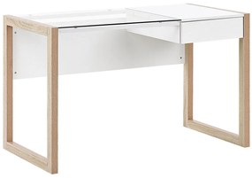 Písací stôl biely so svetlým drevom JENKS Beliani