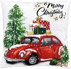 Vianočný dekoračný vankúš s autíčkom Merry Christmas - 45*45*4 cm