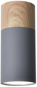 CLX Stropné bodové svietidlo EMILIA-ROMAGNA, 1xGU10, 15W, 6,8x15cm, kruhové, sivé, imitácia dreva