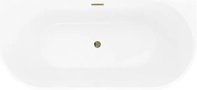 Mexen Oris, voľne stojaca ryhovaná vaňa 150 x 75 cm, biela-čierna, zlatý lesklý prepad, 52871507575-50