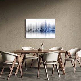 Obraz - Panoráma mesta, modro-šedé (90x60 cm)