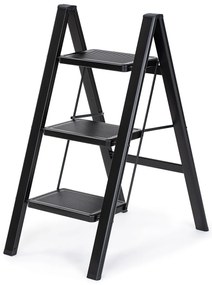 4Home Skladacie oceľové schodíky Steel, 3 stupne, čierna