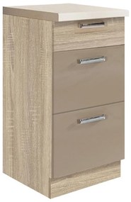 Kuchynská skrinka Premio 8D sonoma/cappuccino lesk
