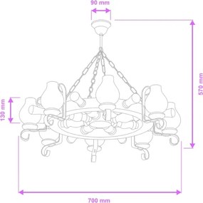 Brilagi - Luster na reťazi TIMONA 8xE14/40W/230V pr. 70 cm buk
