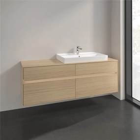 VILLEROY &amp; BOCH Collaro závesná skrinka pod umývadlo na dosku (umývadlo vpravo), 4 zásuvky, s LED osvetlením, 1600 x 500 x 548 mm, Nordic Oak, C027B0VJ