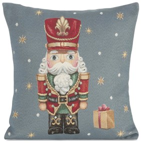 VIANOČNÁ GOBELÍNOVÁ DEKORAČNÁ OBLIEČKA NA VANKÚŠ NUTCRACKER 45X45 CM VZOROVANÁ