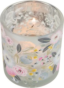 Farebný skleněný svícen Wild Flowers Rose S - Ø 7*8 cm