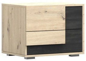 Nočný stolík Barca (dub artisan + borovica nórska čierna). Akcia -22%. Vlastná spoľahlivá doprava až k Vám domov. 1071571