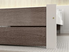 Posteľ IKAROS DOUBLE 80 x 200 cm, biela/dub hľuzovka Rošt: S lamelovým roštom, Matrac: Bez matraca