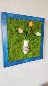 Machový 3D obraz s tulipánmi 50cm x 50cm