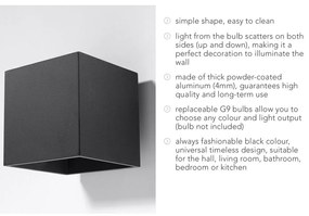 Čierne nástenné svietidlo Sollux Geo