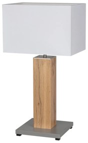 Stolová lampa FLAME, 1xMax.40W, biele textilné tienidlo, dyhovaný dub, G