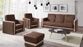 Sedacia súprava 3+1+1 s taburetom Vivienne (hnedá)