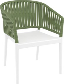 PORTOFINO záhradná stolička s podrúčkami white/olive green