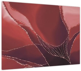 Sklenený obraz - Červená abstraktná kvetina N⁰2 (70x50 cm)
