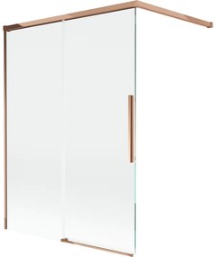 Mexen Rox, 2-krídlová posuvná vaňová zástena 120 x 150 cm, 8mm číre sklo, ružové zlato profil, 8C9-120-003-60-00