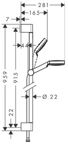 Hansgrohe Crometta, sprchová sada 1jet so sprchovou tyčou 90 cm, biela/chrómová, HAN-26537400