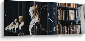 Obraz - V knižnici (s hodinami) (90x30 cm)