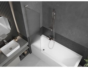 Mexen Next L, 1-krídlová vaňová zástena 50 x 150 cm, 6mm sklo s rebrovým vzorom, 6mm číre sklo, profil brúsená oceľ, 895-050-000-03-09-97