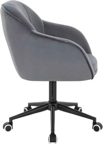 LuxuryForm DESIGN Stolička AVOLA VELUR na čiernej podstave s kolieskami - tmavo šedá