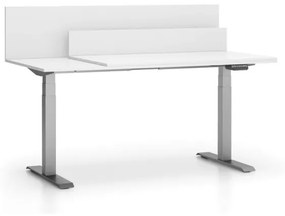 PLAN Kancelársky stôl SINGLE LAYERS, posuvná vrchná doska, s prepážkami, nastaviteľné nohy, biela