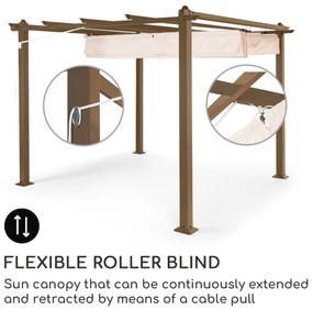 Pantheon Rust, pergola, hliníkové hranaté rúrky, 3x3 m, 4 rohové stĺpy, vodeodolná