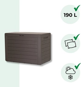 Úložný box WOODEBOX - 190L, 78x44x55cm, tmavo hnedá Prosperplast