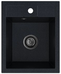 Sink Quality Ferrum 40, kuchynský granitový drez 400x500x195 mm + čierny sifón, čierna škvrnitá-Brocade, SKQ-FER.B.1K40.XB