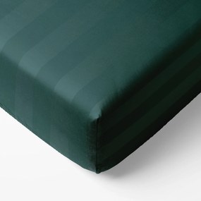 Goldea damašková napínacia plachta - tmavo zelené prúžky so saténovým leskom 80 x 200 cm