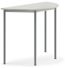 Stôl BORÅS, polkruh, 1200x600x900 mm, laminát - šedá, strieborná