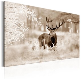 Artgeist Obraz - Deer in Sepia Veľkosť: 120x80, Verzia: Na talianskom plátne
