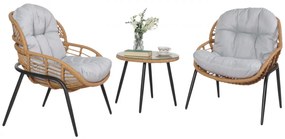 Súprava 2 kresielok a stolíka HWC-N33 - prírodná farba, čalúnenie svetlosivá