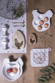 Béžová bavlnená utierka s kvetmi Happy Bunny - 50*70 cm