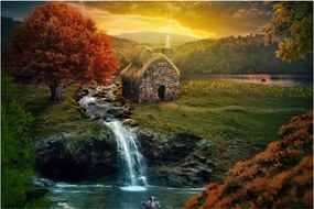Obraz Chalupku v rozprávkovej krajine (90x60 cm)