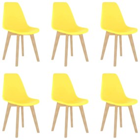 Jedálenské stoličky 6 ks, žlté, plast