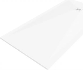 Mexen Stone+, obdĺžniková vanička z minerálneho kompozitu 200 x 90 cm, biela, biela krytka, 44109020-W