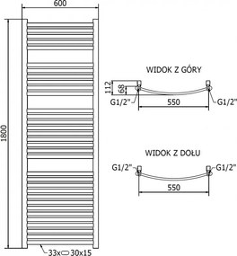 Mexen Helios, vykurovacie teleso 1800x600 mm, 786 W, zlatá lesklá, W103-1800-600-00-50