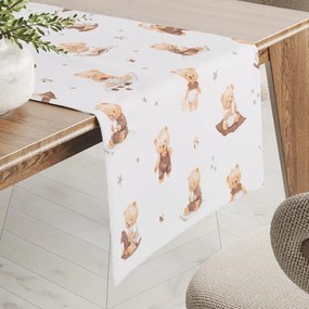Biante Detský bavlnený behúň na stôl Sandra SA-732 Medvedie bábätká na bielom 45x120 cm