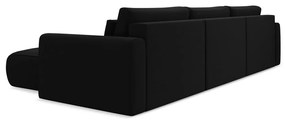 Čierna zamatová rozkladacia/s úložným priestorom rohová pohovka (do tvaru "U") Kapua – Makamii