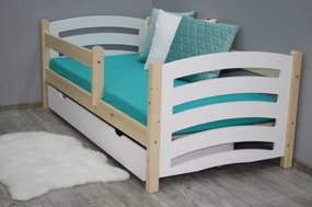 Detská posteľ MELA 80 x 160 cm biela/borovica Rošt: S lamelovým roštom, Matrac: Matrac EASYSOFT 8 cm