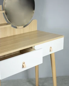 Dekorstudio Toaletný stolík so zrkadlom - SCANDI biely+svetlý buk