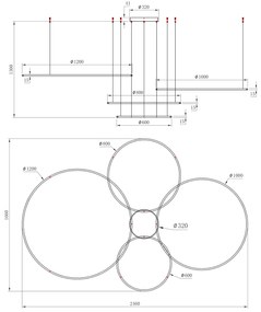 Závesné LED svietidlo Saturno, 4x LED 120w, 4000k, b