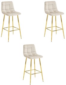 Barová stolička ARCETO - béžový zamat / ZLATÉ nohy x 3 9401 71 00 00