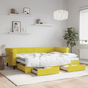 Rozkladacia denná posteľ s matracmi žltá 80x200 cm zamat 3197817