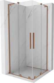 Mexen Velar L Duo, sprchový kút s posuvnými dverami 90 x 90 cm, 8mm číre sklo, medená matná, 871-090-090-02-03-65