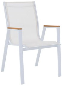 Kondela Záhradná stohovateľná stolička, biela oceľ/dub, BONTO