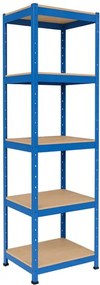 Regál 180x40x40 cm lakovaný 5-policový, nosnosť 875 kg - modrý